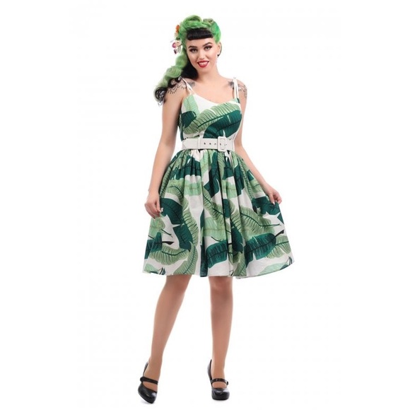 Collectif Mainline Jade Swing Dress - Banana Leaf - Picture 15 of 16